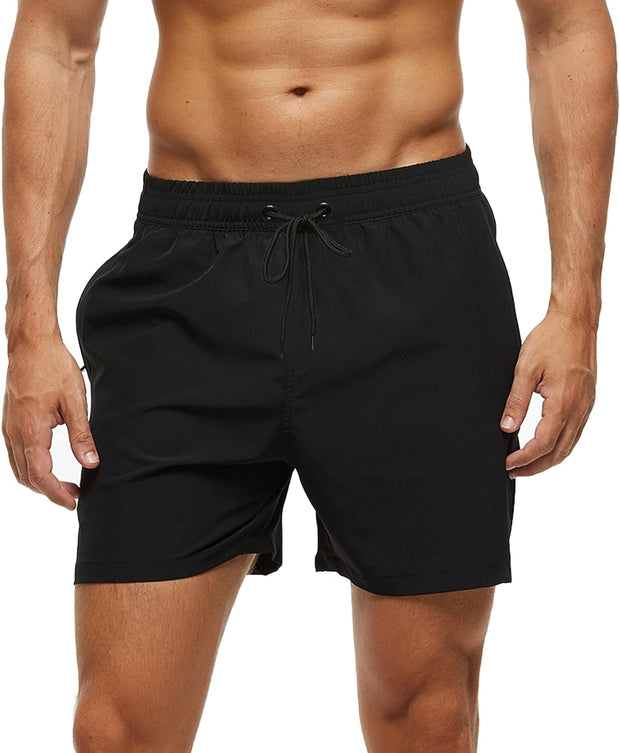 Men'S Swim Trunks Mens Board Shorts with Zipper Pockets Surfing Stretchy Beach Shorts Breathable Mesh Lining Quick Dry