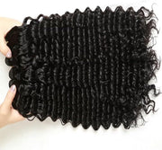 Deep Wave Human Hair Bundles Brazilian Virgin Hair Deep Curly Bundles Single Weave Bundles Human Hair Natural Black Color Can Be Dyed 1 Bundle 100G 16 Inch