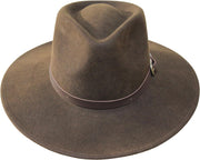 Premium Lewis - Wide Brim Fedora Hat - 100% Wool Felt - Water Resistant - Leather Band