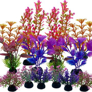 Aquarium Fish Tank Plastic Plants, 23 Pack Colorful Artificial Aquatic Plants, Vivid Underwater Plants Decorations Water Plants