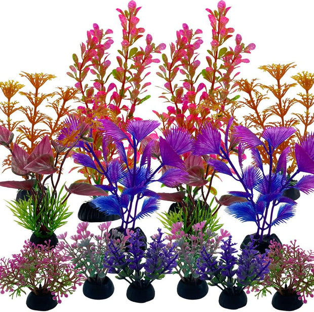 Aquarium Fish Tank Plastic Plants, 23 Pack Colorful Artificial Aquatic Plants, Vivid Underwater Plants Decorations Water Plants