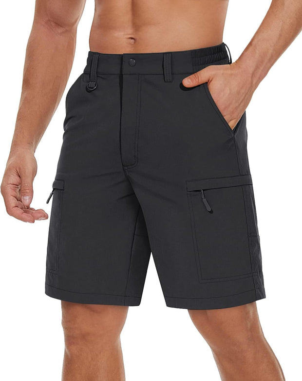 Men'S Cargo Work Shorts Outdoor Stretch Hiking Walking Shorts with 5 Zip Pockets