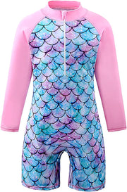 Girls Swimming Costume Kids One Piece Swimsuit Mermaid Swimwear Zipper Bathing Suit Surfing Swimming Age 3-14 Years