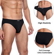 Men'S Modal Briefs Underwear Soft Microfibre Underpants No Front Silky Touch Slips Covered Waistband Multipack