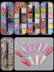 10 Boxes Nail Art Rhinestones, Nail Studs Gems Nail Diamonds Nail Art Crystal Nail Jewels with Pick up Tweezers for Nail Art Decoration