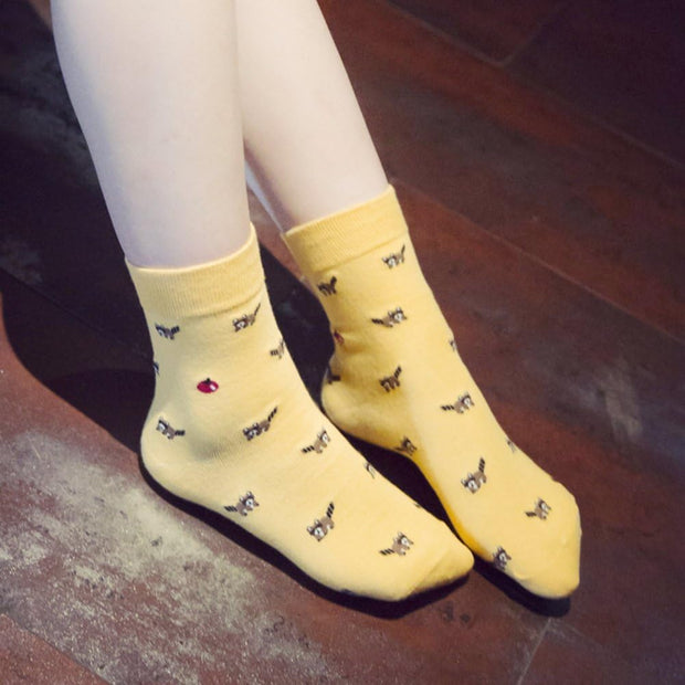 5 Pairs Women Socks Funny Cute Animal Ladies Socks Cat Dog Socks Gifts for Women, One Size