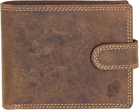 Handmade Wallets for Men UK | Genuine Distressed Hunter Leather | RFID Blocking Notecase Wallet | Coins and Id Card Holder | 710 Brown