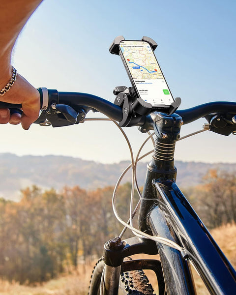 Universal Bike Phone Mount,Motorcycle Phone Holder-Sturdy and Secure,One-Hand Operation,360°Rotating,Security Lock, Compatible for All Iphone Series and Other 4.7"- 6.8" Cellphone.