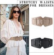 Women Wide Stretchy Cinch Belts Corset Belt Retro Chunky Buckle Belts Waist Belt Waistband for Dresses Coats