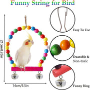 7 Pcs Bird Budgie Toys,  Hanging Bell Pet Bird Cage Hammock Swing Climbing Ladders Toy Wooden Perch Mirror Chewing Toy for Conures, Love Birds, Small Parakeets, Cockatiels, Parrot (Muliti-B)