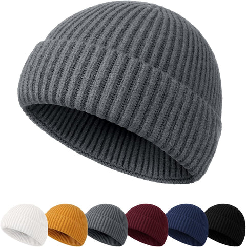 Beanie Hat Men - Fisherman Beanie Trawler Beanie Knitted Cuffed Winter Hat Skullcap Gifts for Men UK