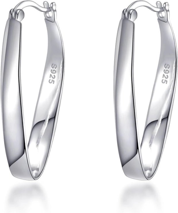 Sterling Silver 30Mm Oval Hoop Earrings