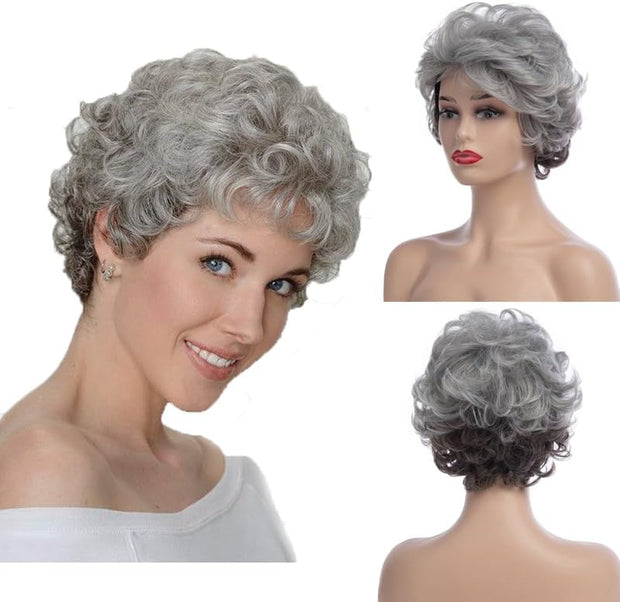 Short Fluffy Blonde Wigs for Women Natural Looking Synthetic Short Curly Cosplay Hair Wig