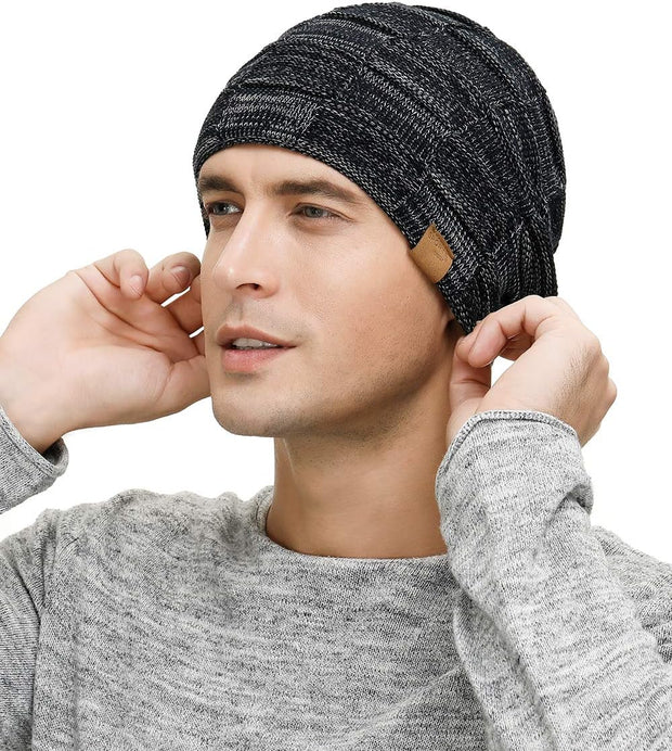 Slouchy Beanie for Men Winter Hats for Guys Cool Beanies Mens Lined Knit Warm Thick Skully Stocking Binie Hat