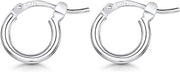 ® 925 Sterling Silver Fine Circle Hinged Hoops - round Creole Sleeper Earrings Diameter Size: 7 10 15 20 25 35 45 55 Mm