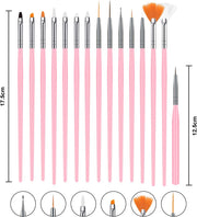 Nail Art Brushes Set, 15Pcs Acrylic Nail Brush Painting Pen and 5Pcs Nail Dotting Tools, Nail Pen Designer Nail Art Painting Kit for Diy & Professional Use