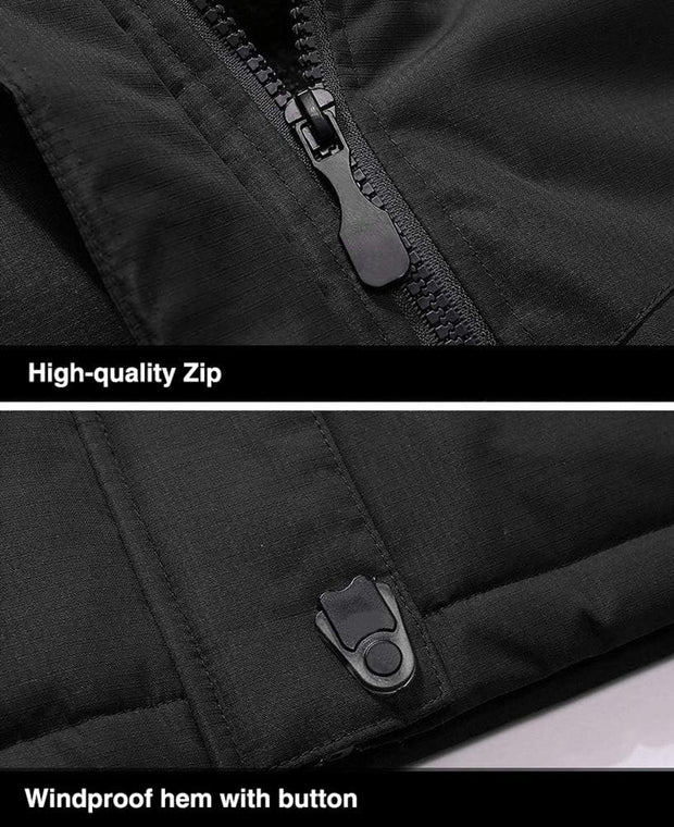 Men'S Waterproof Fleece Mountain Jacket Windproof Warm Ski Jacket Multi-Pockets