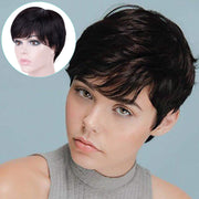 Black Bob Wigs for Women Ladies Wigs Brazilian Human Hair with Fringe Bangs Short Bob Wigs Human Hair Daily Use Cosplay Costume (Natural Black 10 Inch 150% Density)