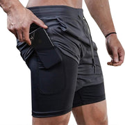 Mens Running Gym 2 in 1 Sports Shorts Breathable Outdoor Workout Training Shorts with Pockets