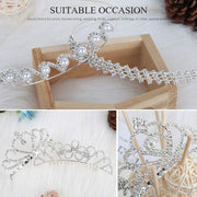 Set of 5 Crystal Headband,  Rhinestone Headbands for Women Hair Jewelry Wedding Headband Crown Party Tiaras-Silver