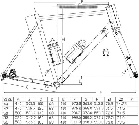 Disc Brake Road Bike Frameset 700C Cr-Mo Steel Frame Thru Axle 100/142Mm 28C Fat Tires Bicycle Frame 44/47/50/53/56CM (Color : Titanium, Size : 44Cm)