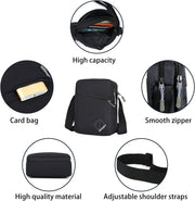 Mens Shoulder Bag Nylon and Oxford Crossbody Bag, Messenger Bag with Zipper and Adjustable Strap