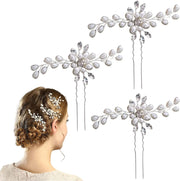 3 PCS Bridal Hair Pins,  Pearl Flower Crystal Bridal Bridesmaid Jewelry Wedding Hair Pin Clips Rhinestone Headpiece Accessories Bobby Pin