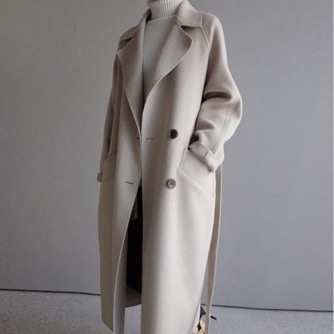 Womens Oversize Lapel Overcoats Winter Warm Cashmere Wool Blend Belt Trench Coat Solid Color Long Sleeve Elegant Outwear Jacket Gifts for Women Halloween Blouses Shirts Tops, White,Yellow