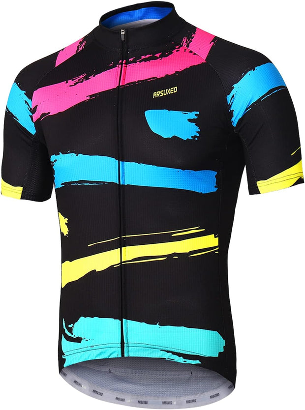 Mens Cycling Jersey Short Sleeves MTB Jersey Bright Bike T-Shirt Breathable Cycle Top ZY84