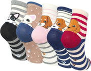 5 Pairs Women Socks Funny Cute Animal Ladies Socks Cat Dog Socks Gifts for Women, One Size