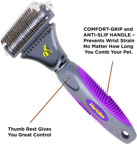 Dogs and Cats Dematting Tool - Premium Deshedding Brush, Matt Breaker & Splitter for Grooming - Ideal for Removing Matted Fur and Loose Undercoat - Perfect Dematting Comb for Shedding Control