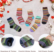 Women Winter Socks, 5 Pairs Thermal Wool Warm Knitting Ladies Socks Vintage Style Cotton Thick Bed Sock Multicoloured for Home Office School Hiking, Ideal Christmas Gifts 4/8 UK