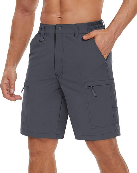 Men'S Cargo Work Shorts Outdoor Stretch Hiking Walking Shorts with 5 Zip Pockets