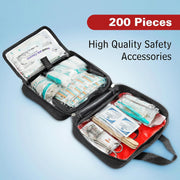 200 Pieces First Aid Kit with Hospital Grade Medical Supplies - Includes Emergency Blanket, Bandage, Scissors - Great for Home, Outdoors, Office, Car, Travel, Camping, Hiking, Boating (Red）