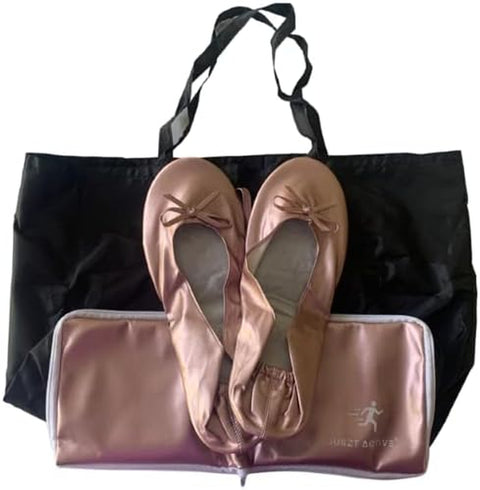 Foldable Ballet Pumps Shoes for Women with Matching Tote Carry Bag