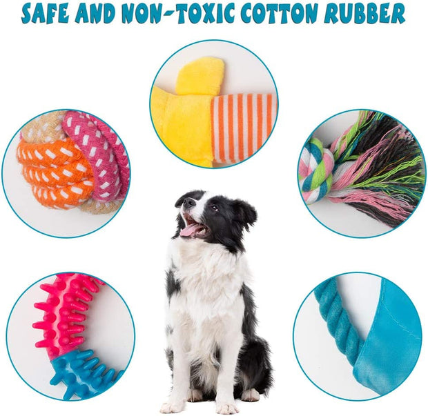 Puppy Chew Toys from 8 Weeks Small Puppy Natural Cotton Interactive 10Pcs Indestructible Tough Dog Rope Toys for Strong Dogs