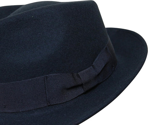 B&S Premium Doyle - Teardrop Fedora Hat - 100% Wool Felt - Crushable for Travel - Water Resistant - Unisex