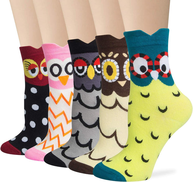 5 Pairs Women Socks Funny Cute Animal Ladies Socks Cat Dog Socks Gifts for Women, One Size