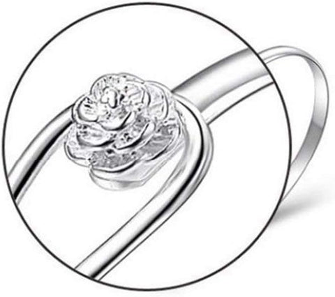 Silver Brcelet Elegnt Clip-On Button Womens Silver Brcelet Florl Design Silver Chrm Brcelet Bngle Clssic Bngle Jewellery for Women Girls(925 Plted Silver )