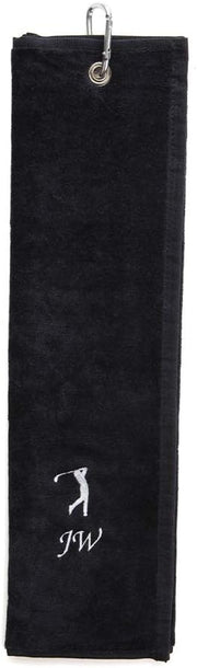 Personalised Golf Towel Black - Any Name Golf Towel Embroidered