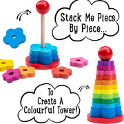 Rainbow Stacking Rings | Baby Stacking Rings | Wooden Toys for 1 2 3 Year Olds Boys and Girls | Educational Wooden Stacking Toys