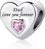 Jewelry Women Girls Love You Forever Heart Birthday Bead Charms for Mum Sister Grandma Daughter Auntie Wife Dad