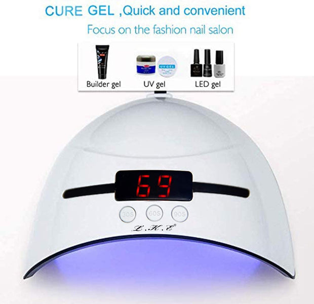 LED UV Nail Lamps for Gel Nail Polish Nail Dryer Curing Lamp with 3 Timers Auto Sensor LED Digital Display USB Plug Carry Convenient