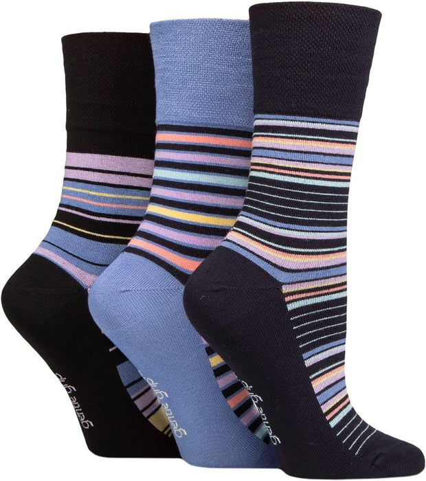 SOCKSHOP Ladies Soft Top Patterned and Striped Soft Breathable Bamboo Socks in a Multipack of 3