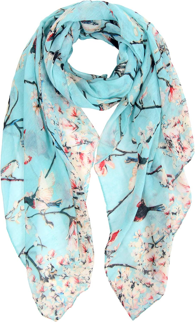 Ladies Women'S Fashion Bird Print Long Scarves Floral Neck Scarf Shawl Wrap Gifts for Women