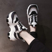 Women Chunky Sneakers Thick Sole Vulcanize Shoes Platform Casual Sports Shoes Lace up Outdoor Chunky Trainers Shoes Mesh