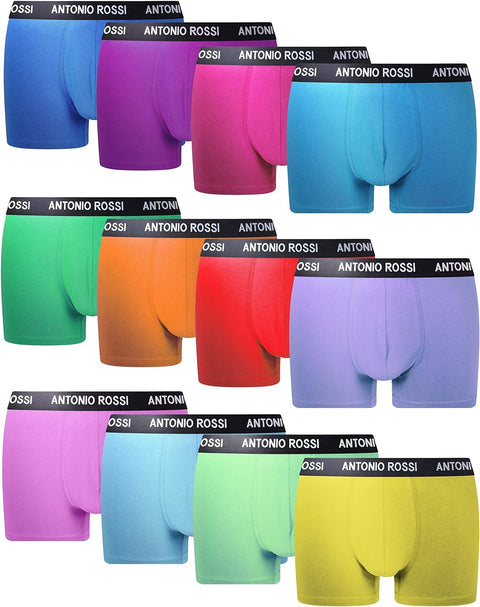 (12-Pack) Men'S Fitted Boxer Hipsters - Mens Boxers Shorts Multipack with Elastic Waistband - Cotton Rich, Comfortable Mens Underwear