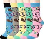 5 Pairs Women Socks Funny Cute Animal Ladies Socks Cat Dog Socks Gifts for Women, One Size