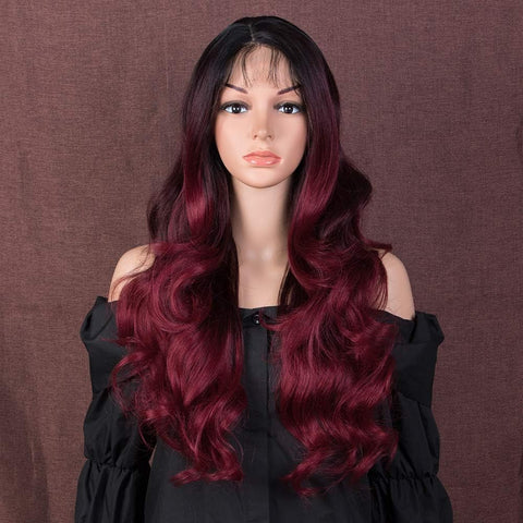 Lace Front Wig Synthetic 26 Inches 13X4 Lace Wavy Wig Free Part Wig for Women Heat Resistant Fiber