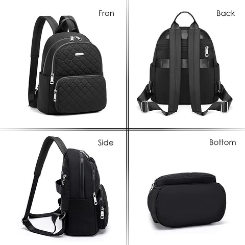 Backpack Womens Fashion Lightweight Ladies Backpack Nylon Casual Anti-Theft Shoulder School Bag Small Backpack Purse for Women Girls (New Black)